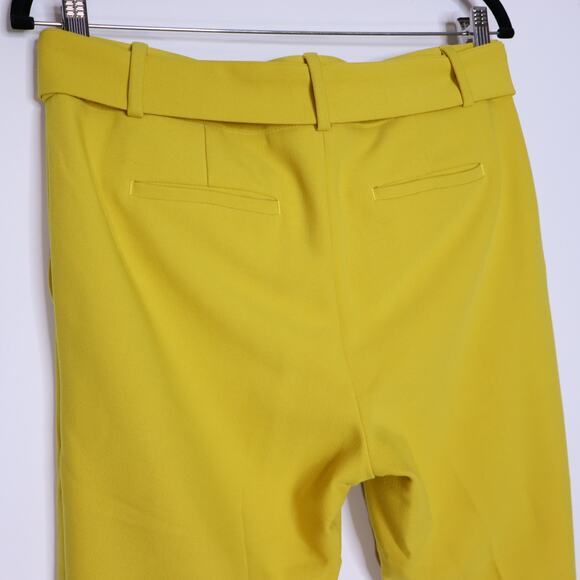 LOFT Slim Tie Waist Pants Solar Mustard Yellow Belted Ankle Trouser Women's 4P - Picture 7 of 10